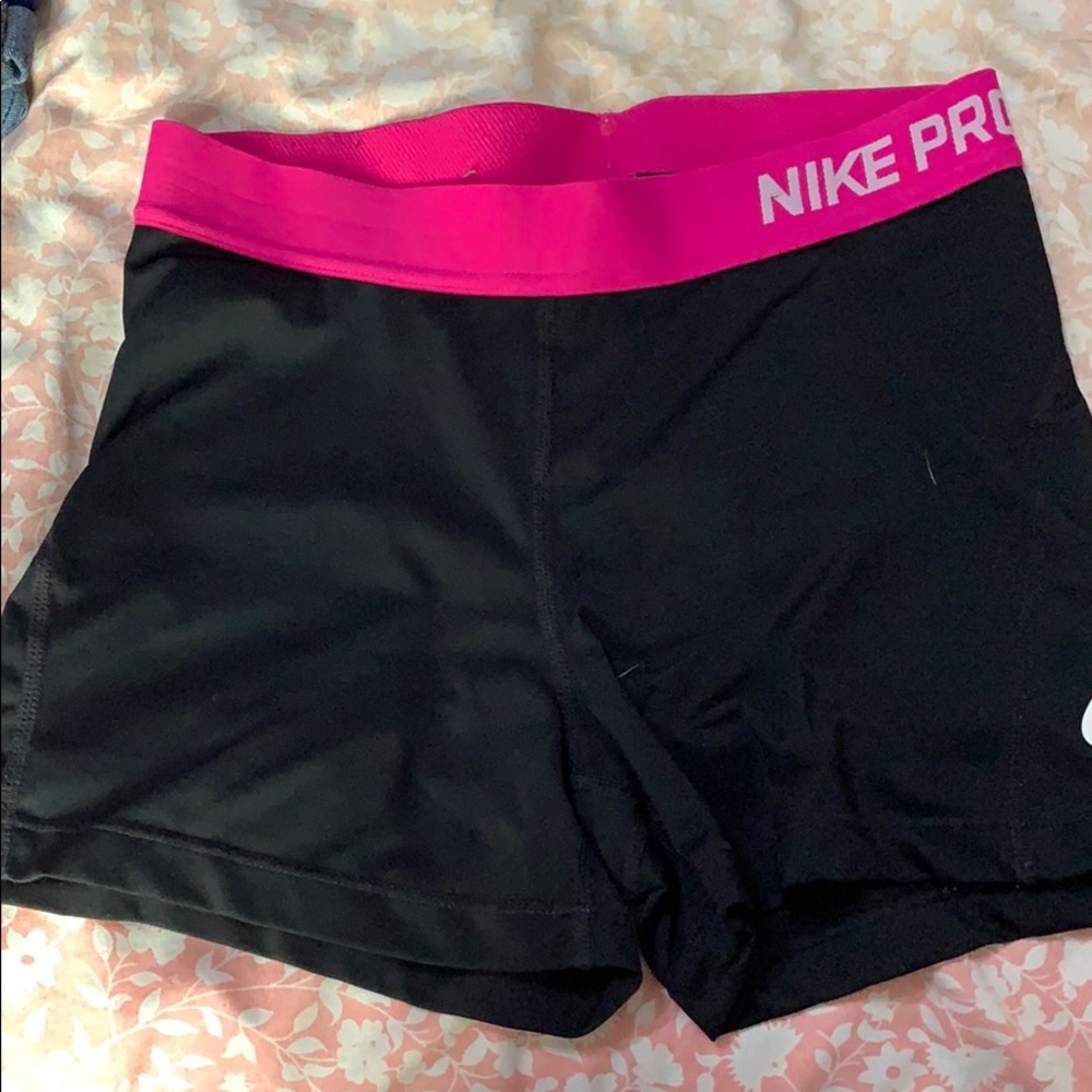 Black and Pink Nike Pro Shorts